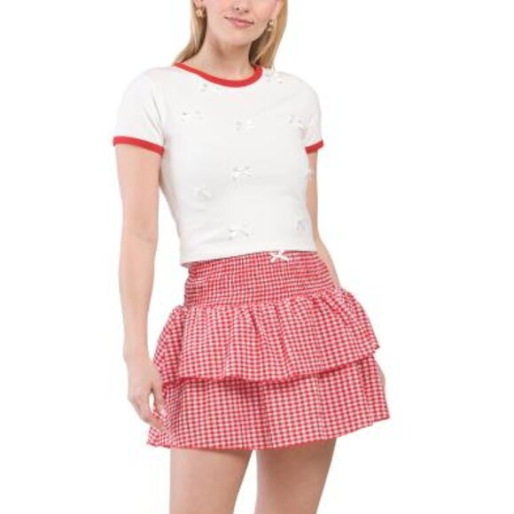BETTER TOGETHER Bow Top With Gingham Skirt Set And Matching Hair Scrunchie - Picture 8 of 8